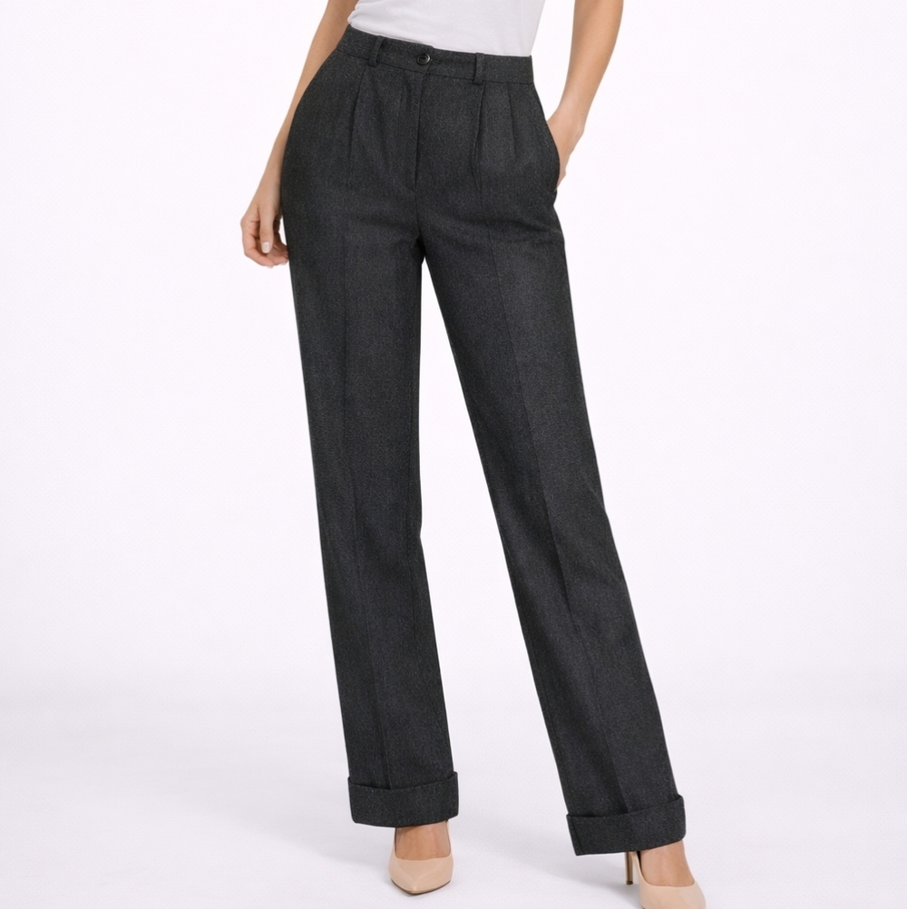 Vintage Wool Classic Black Gray Pants Straight Leg Wide Leg NWOT Condor XS 2